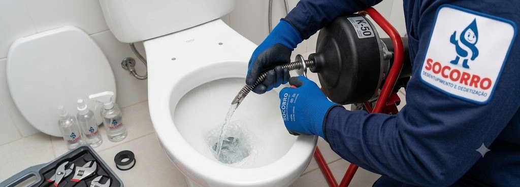Profissional realizando Desentupidora de Vasos Sanitários em Tijucas